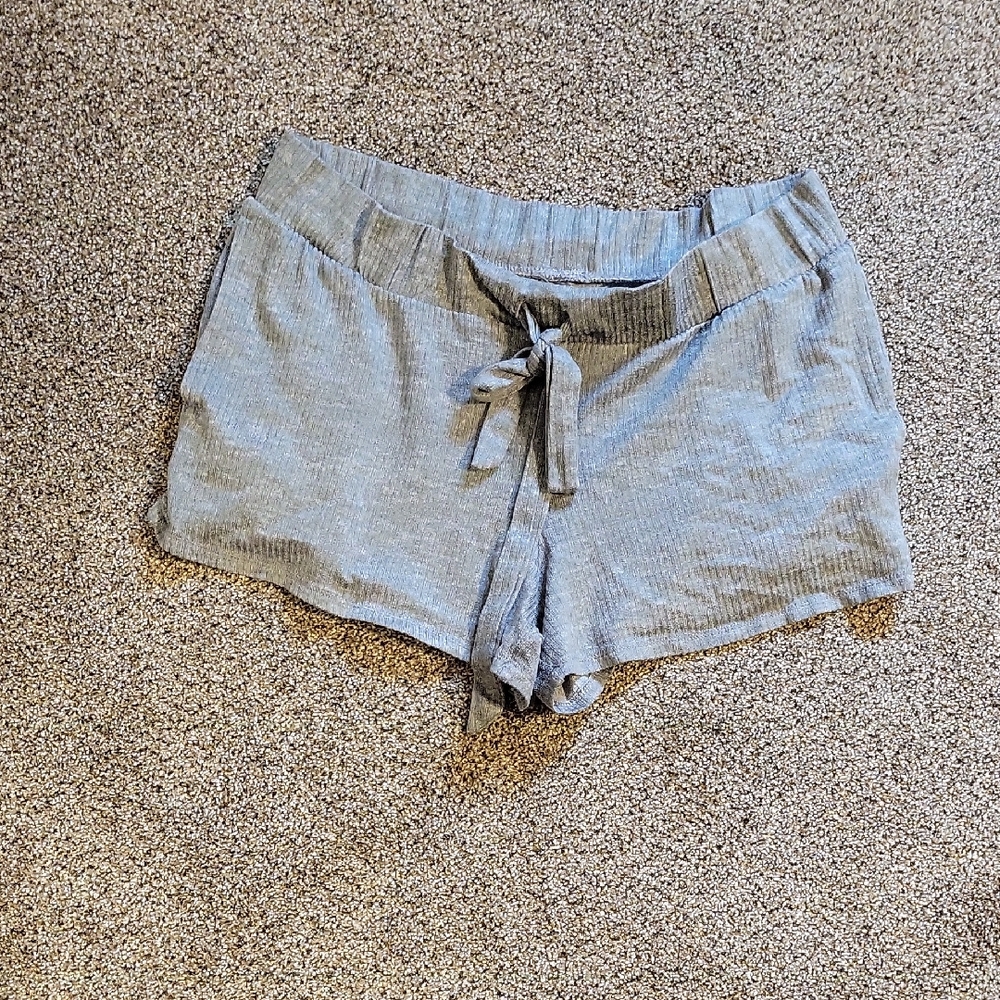 Jockey Light Gray Ribbed Drawstring Athletic Shorts
